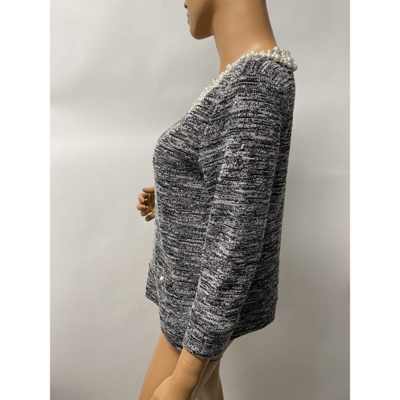 Karl Lagerfeld women top tweed grey with Pearl beads size S - Picture 5 of 12